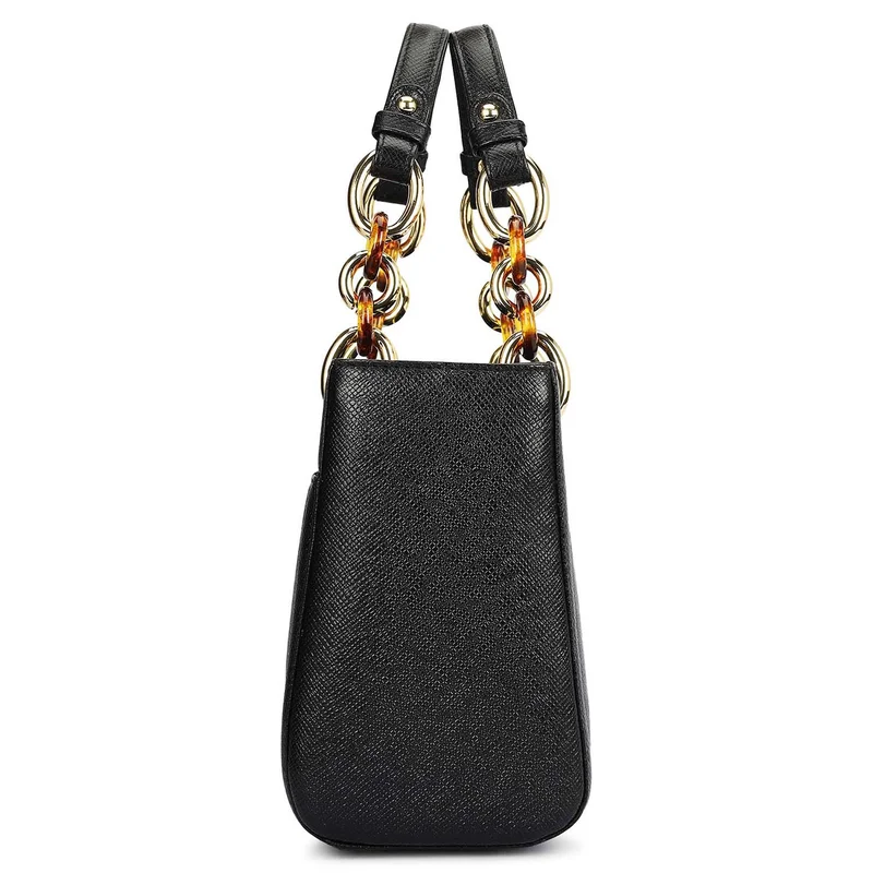 Da Milano Black Small Franzy Leather Satchel - Black for Women | Best Price UAE